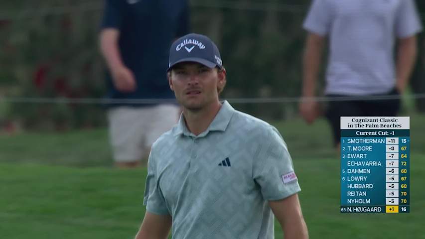 Nicolai Højgaard hits 96-yard approach to 8 feet, makes birdie on No. 18 at Cognizant Classic