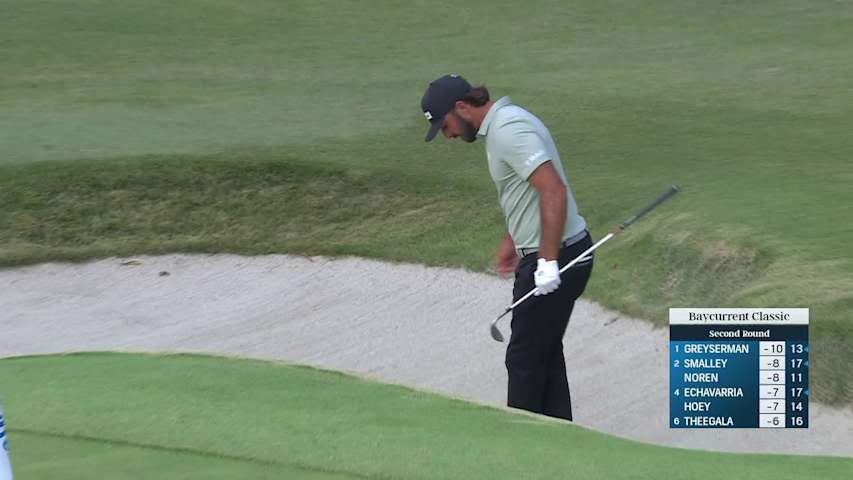 Max Homa holes out from greenside bunker for birdie at Baycurrent