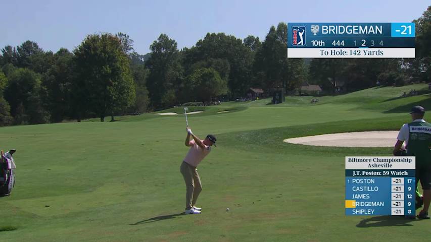 Jacob Bridgeman's 141-yard approach sets up birdie on No. 10 at Biltmore Championship