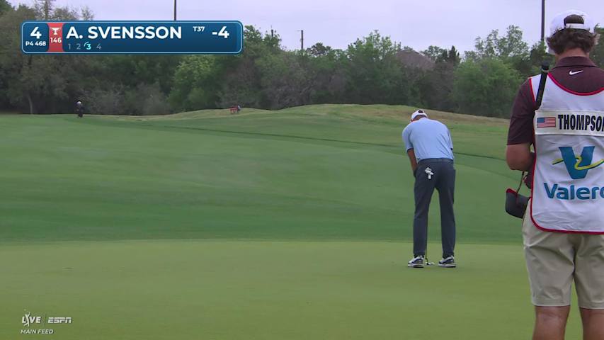 Adam Svensson drains 11-foot birdie putt on No. 4 at Valero