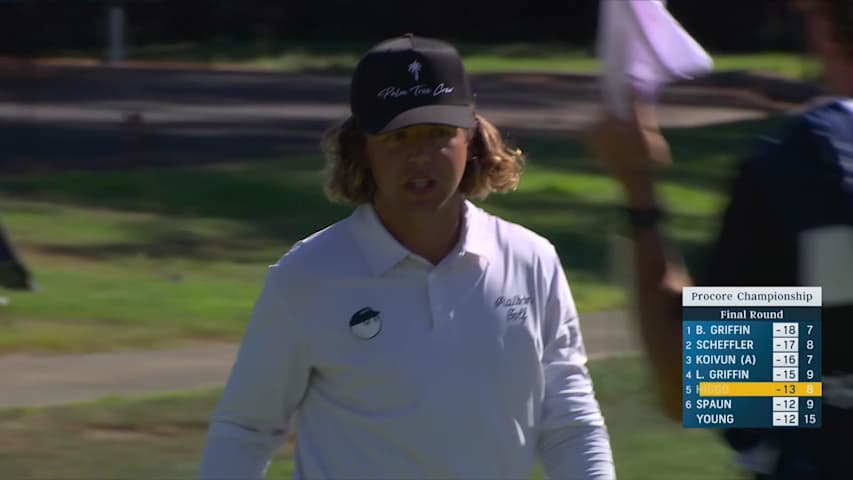 Garrick Higgo sinks 6-foot birdie putt on No. 8 at Procore
