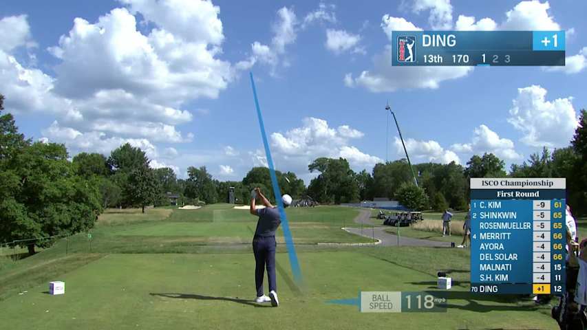 Wenyi Ding sinks a 24-foot birdie putt on No. 13 at ISCO Championship