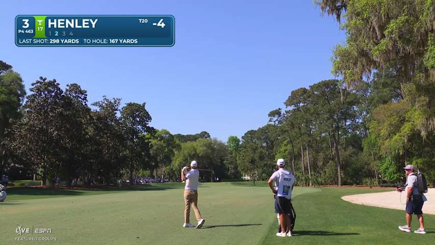Russell Henley sinks 21-foot birdie putt on No. 3 at RBC Heritage