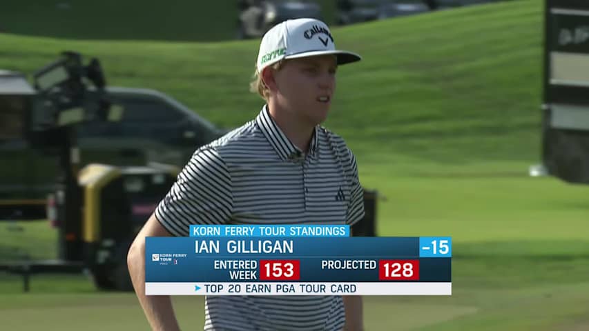 Ian Gilligan makes birdie putt on No. 18 at Simmons Bank Open