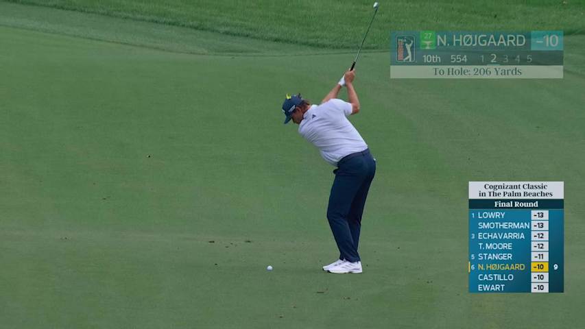 Nicolai Højgaard sinks 9-foot birdie putt on No. 10 at Cognizant Classic