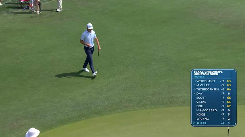 Jackson Suber holes out 51-foot birdie putt on No. 12 at Texas Children's