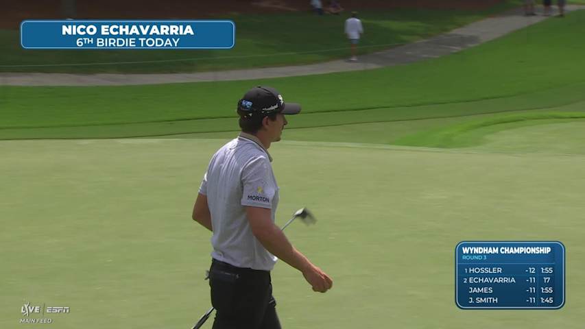 Nico Echavarria sinks 6-foot putt for birdie on No. 17 at Wyndham