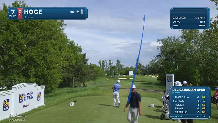 Tom Hoge hits tee shot to 8 feet, sets up birdie on No. 7 at RBC Canadian