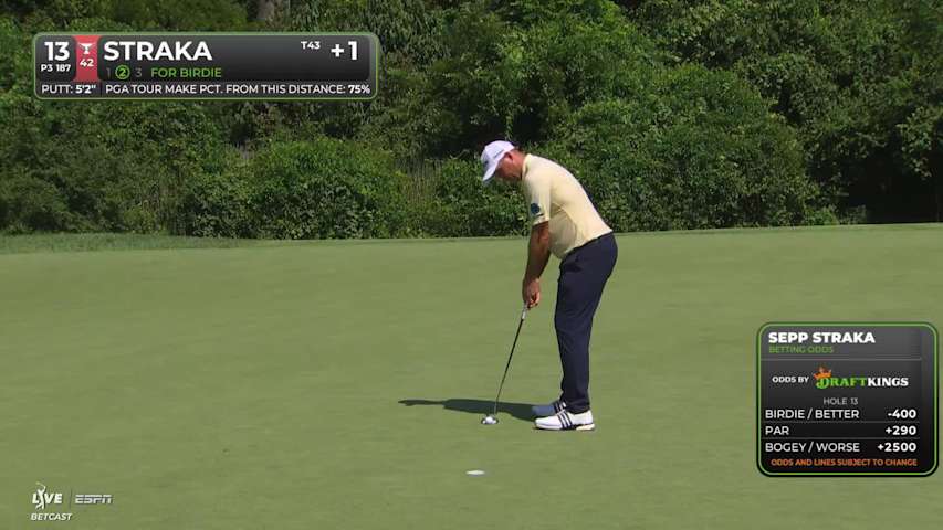 Sepp Straka sinks 5-foot putt for birdie on No. 13 at BMW Championship