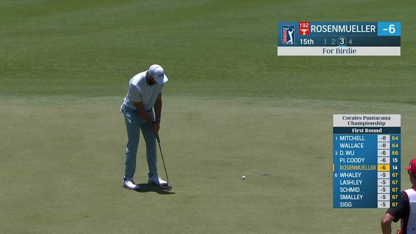 Thomas Rosenmueller rolls in birdie putt at Corales Puntacana