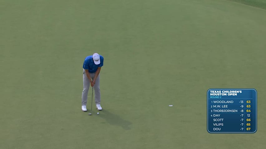 Jesper Svensson sinks 7-foot birdie putt on No. 6 at Texas Children's