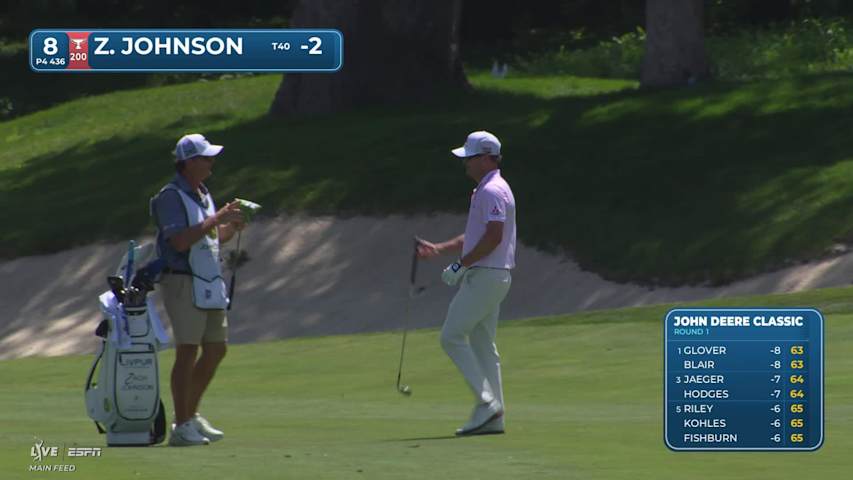 Zach Johnson gets up-and-down from 120 yards for birdie on No. 8 at John Deere