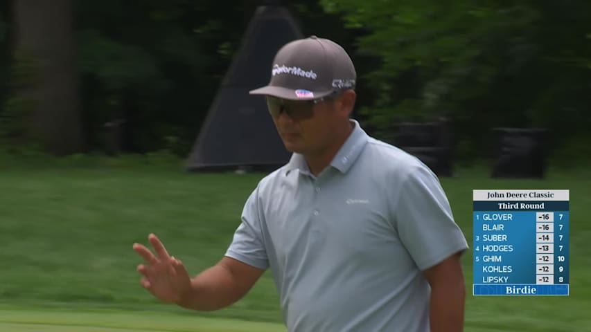 Ryo Hisatsune sinks 15-foot birdie putt on No. 9 at John Deere