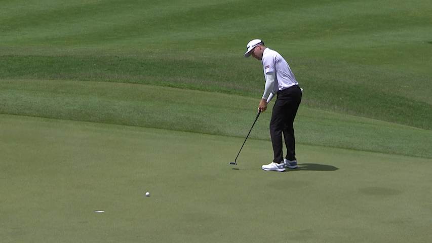Tyler Duncan makes putt for birdie at Corales Puntacana