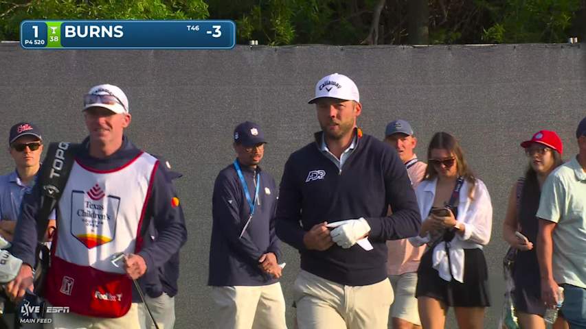 Sam Burns hits 210-yard approach to 6 feet, sets up birdie on No. 1 at Texas Children's