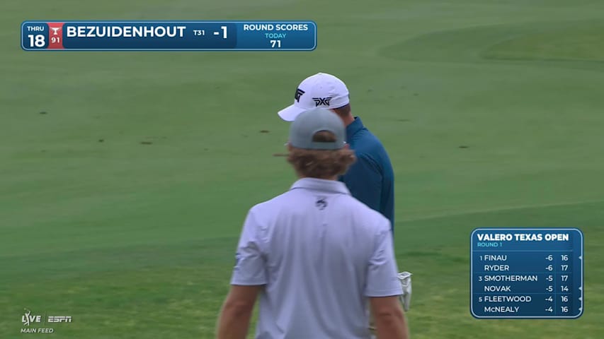 Christiaan Bezuidenhout drains 26-foot birdie putt on No. 18 at Valero