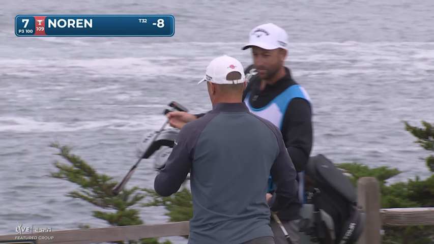 Alex Noren hits 98-yard tee shot to 4 feet, nearly aces No. 7 at Pebble Beach