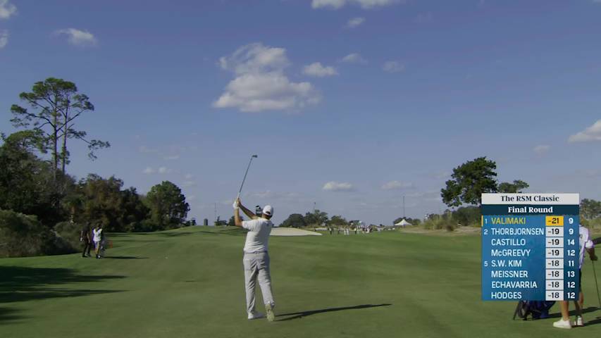 Sami Valimaki hits 154-yard approach to 3 feet, sets up birdie on No. 10 at The RSM Classic