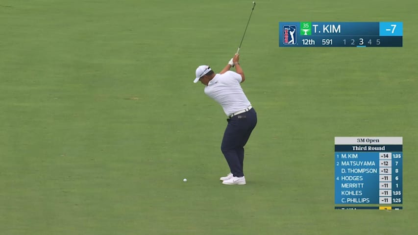 Tom Kim gets up-and-down from 103 yards for birdie on No. 12 at 3M Open