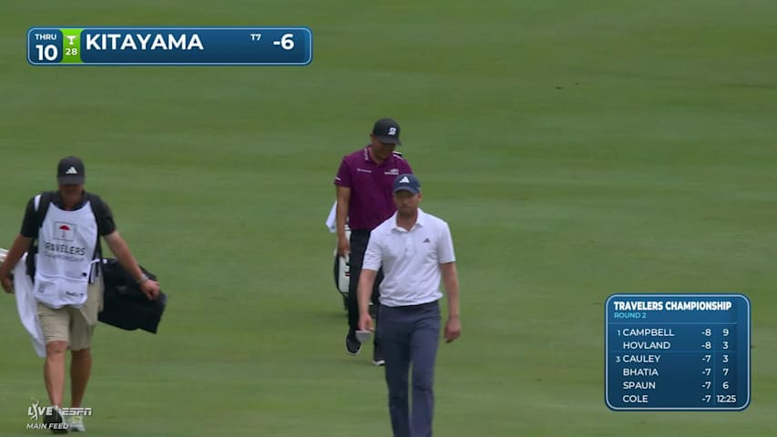Kurt Kitayama holes 161-yard approach shot for eagle on No. 10 at Travelers