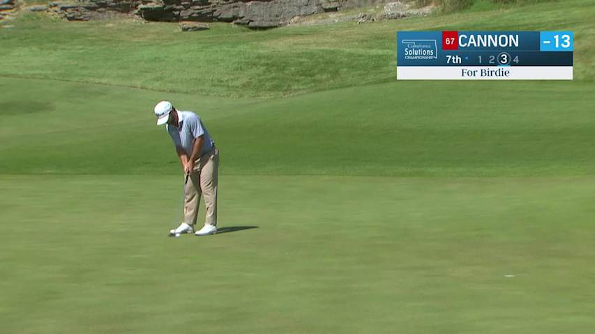 Will Cannon drops long birdie putt, moves to 14 under at Compliance Solutions