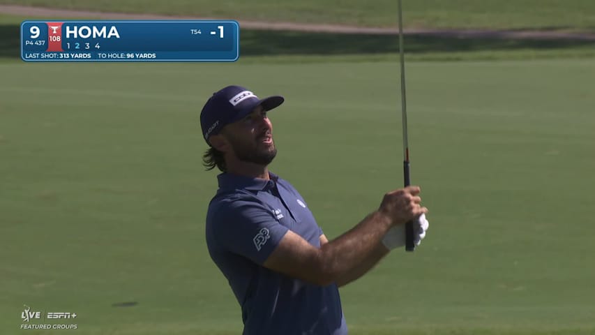 Max Homa hits 99-yard approach to 9 feet, sets up birdie on No. 9 at Sanderson Farms