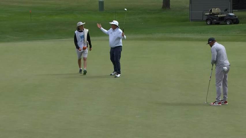 Alan McLean makes nice birdie putt after excellent tee shot at Shaw Charity