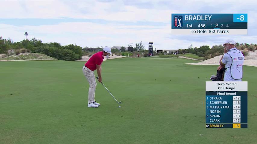 Keegan Bradley hits 156-yard approach to 17 feet, sets up birdie at Hero World Challenge