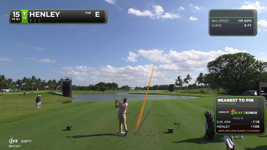Russell Henley holes 21-foot shot for birdie on No. 15 at Cadillac