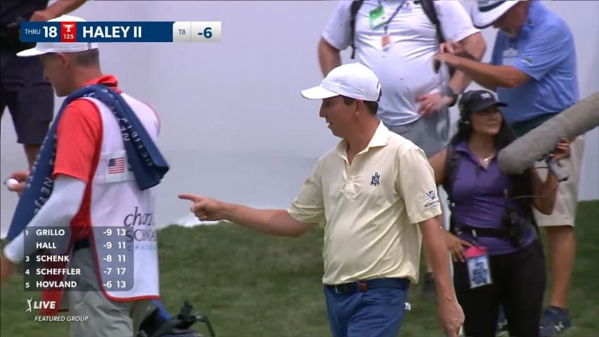 Paul Haley II sends in a 24-foot birdie putt at Charles Schwab