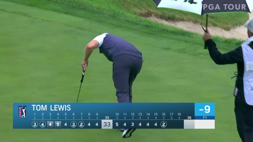 Tom Lewis jars 26-foot birdie putt at John Deere