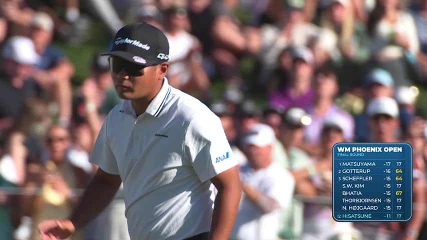 Ryo Hisatsune sinks 25-foot birdie putt on No. 18 at WM Phoenix Open