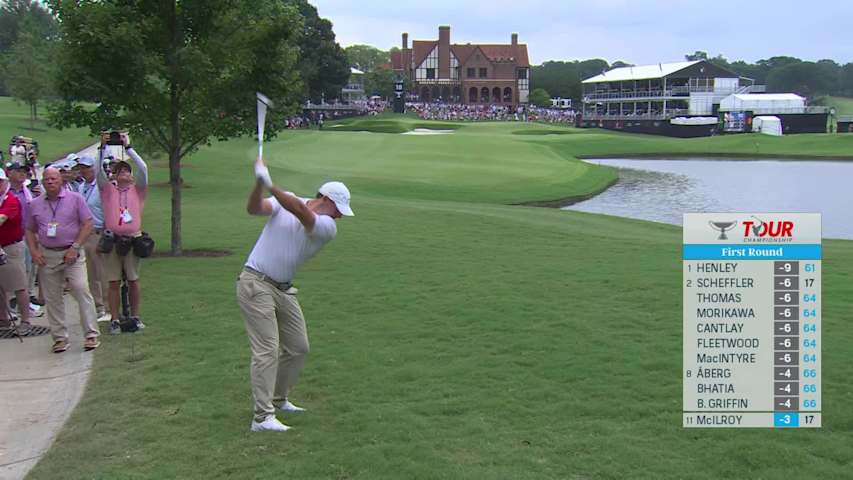 Rory McIlroy bounces shot off grandstand, converts birdie at TOUR Championship