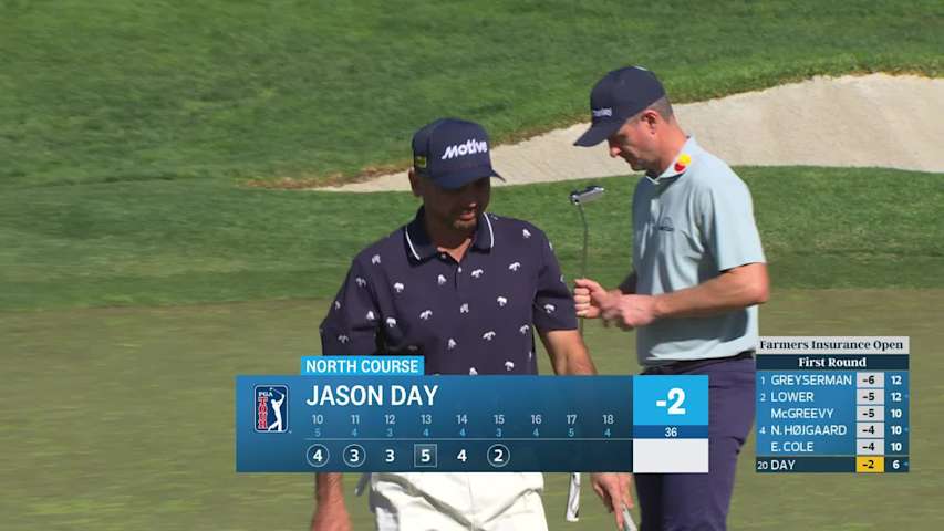 Jason Day holes out for birdie on No. 15 at Farmers
