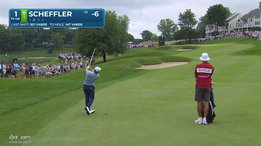 Scottie Scheffler's 146-yard approach sets up birdie on No. 1 at Travelers