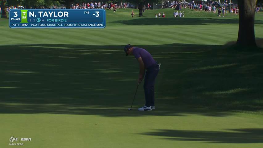 Nick Taylor sinks 13-foot birdie putt on No. 3 at Travelers