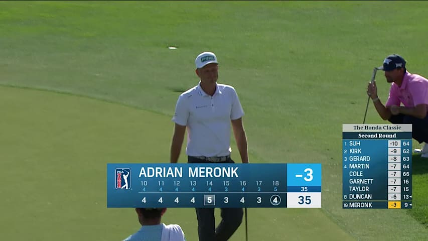 Adrian Meronk makes birdie on No. 18 at Honda