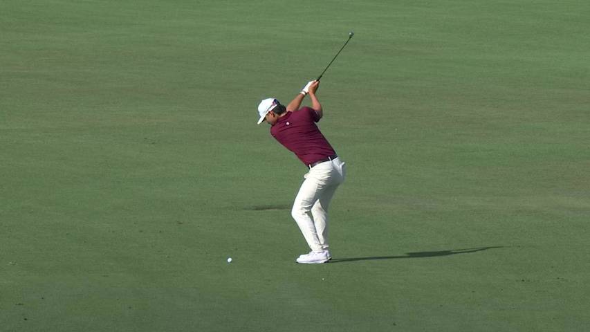 Min Woo Lee hits 199-yard approach to 23 feet, sets up birdie on No. 16 at Arnold Palmer