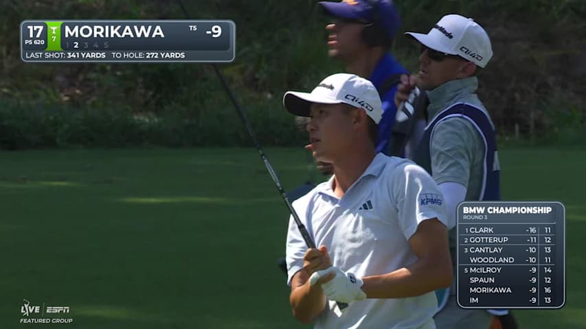 Collin Morikawa sinks 2-foot putt for birdie on No. 17 at BMW Championship