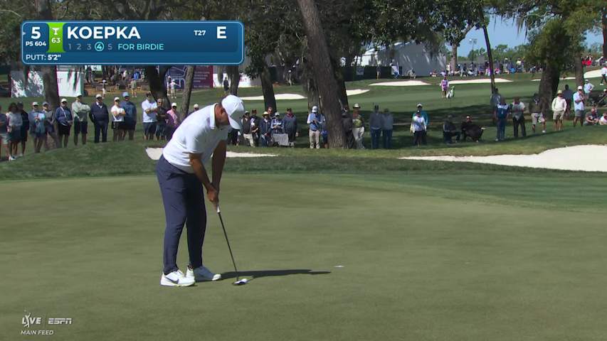 Brooks Koepka makes 5-foot birdie putt on No. 5 at Valspar