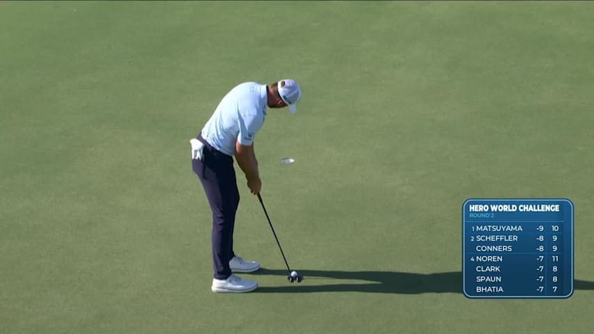 Sam Burns sinks 9-foot birdie putt on No. 14 at Hero World Challenge