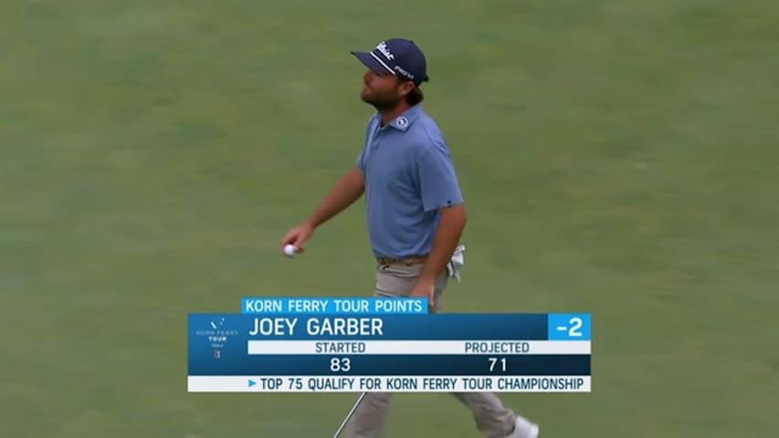 Joey Garber's tee shot nearly rolls in at Nationwide Children's