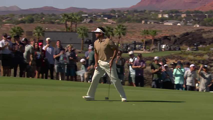 Jason Day sinks 8-foot birdie putt on No. 1 at Bank of Utah