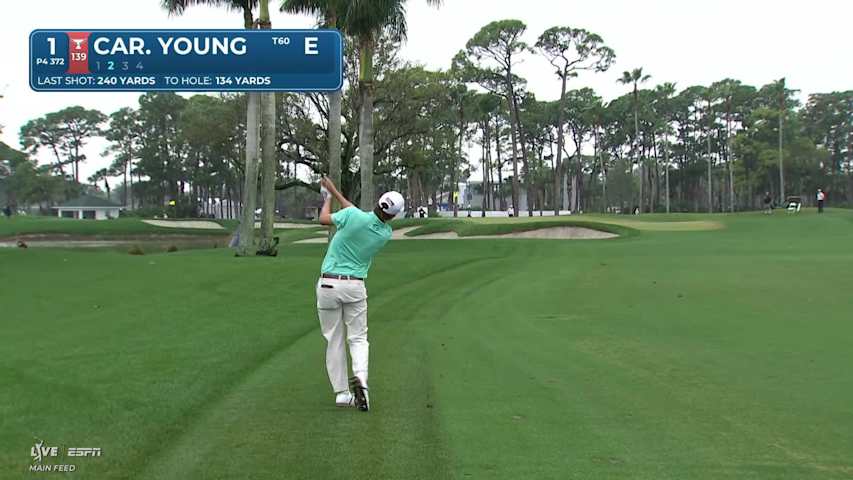 Carson Young hits 130-yard approach to 15 feet, makes birdie on No. 1 at Cognizant Classic