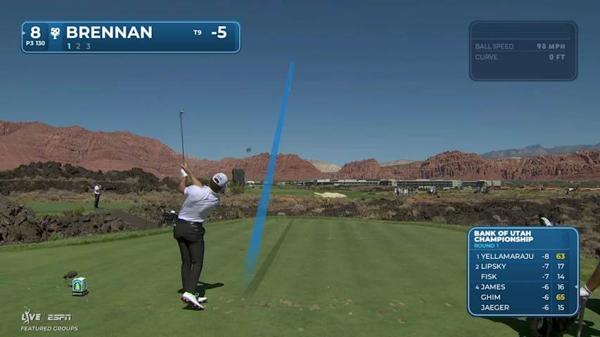 Michael Brennan sinks 28-foot birdie putt on No. 8 at Bank of Utah
