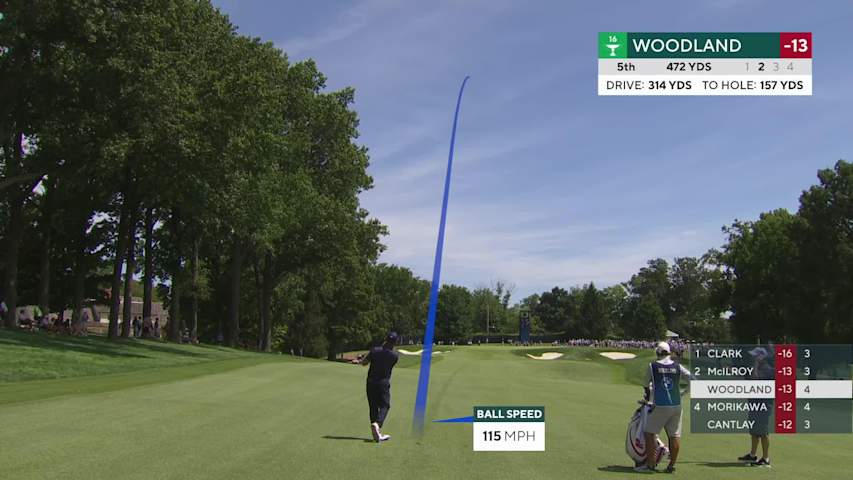Gary Woodland's 152-yard approach sets up birdie on No. 5 at BMW Championship
