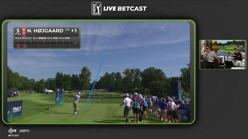 Nicolai Højgaard sinks 25-foot birdie putt on No. 3 at BMW Championship
