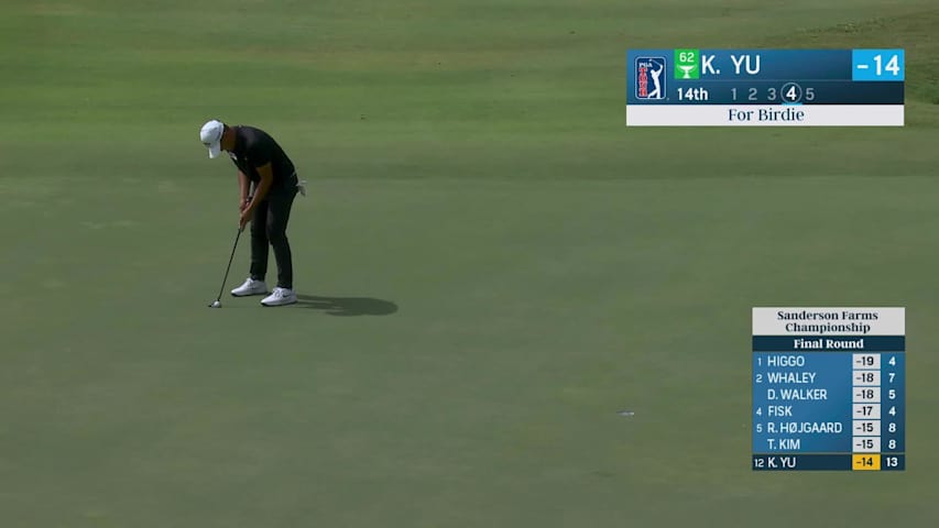 Kevin Yu sinks 16-foot birdie putt on No. 14 at Sanderson Farms