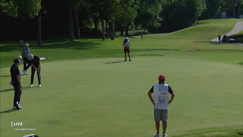 Matthias Schwab sends in 27-footer for birdie at Charles Schwab