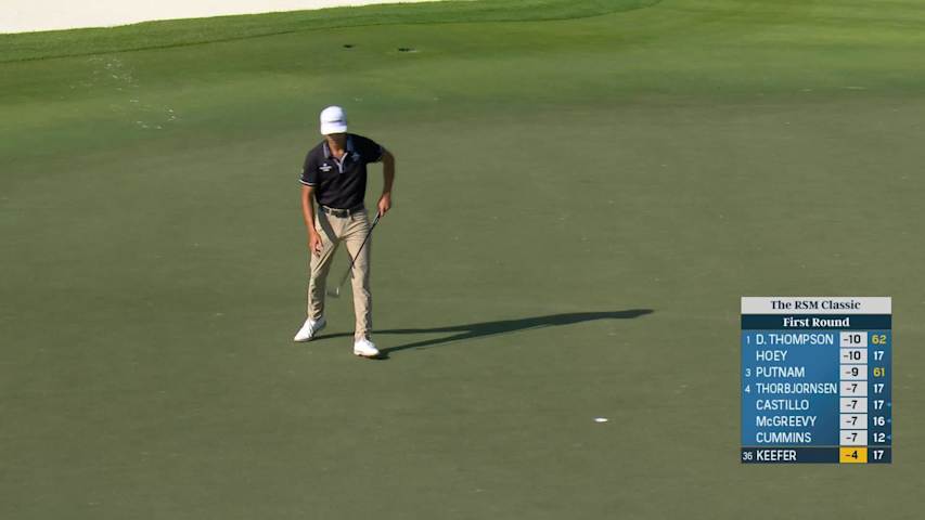 John Keefer sinks 10-foot birdie putt on No. 18 at The RSM Classic